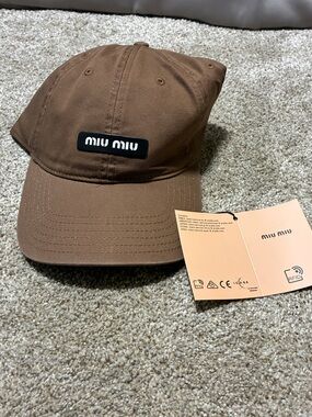 Miu Miu Brown Cotton Logo Cap